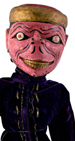 "Indonesian Golek Puppet (Female), " Handmade Carved, Painted Wood & Fabric