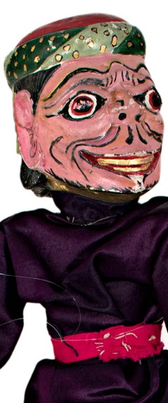 "Indonesian Golek Puppet (Male), " Handmade with Carved Painted Wood & Fabric
