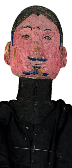"Marioneta Golek Indonesia (Masculina)", hecha a mano con madera tallada, pintada y tela
