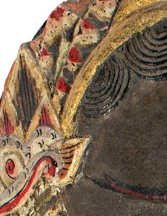 "Indonesian Mask with Dark Face and Gold Accents, " Painted Wood 19th Century