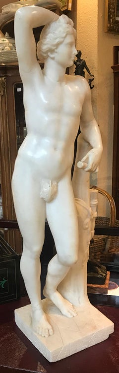 Italian 19' century Alabaster Marble Sculpture of APOLLINO