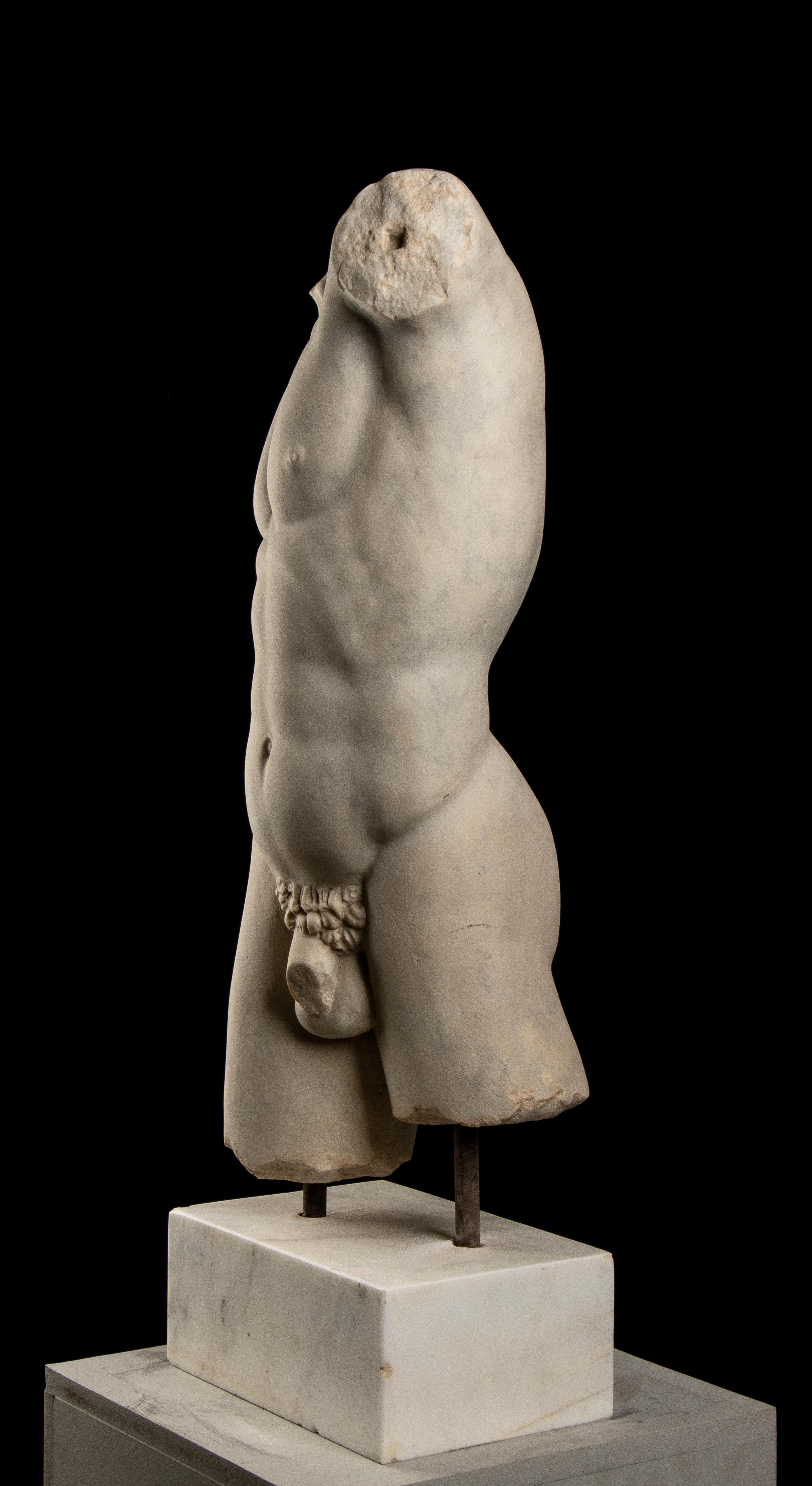 Italian 20th Century White Statuary Marble Torso Sculpture of an Athlete  8