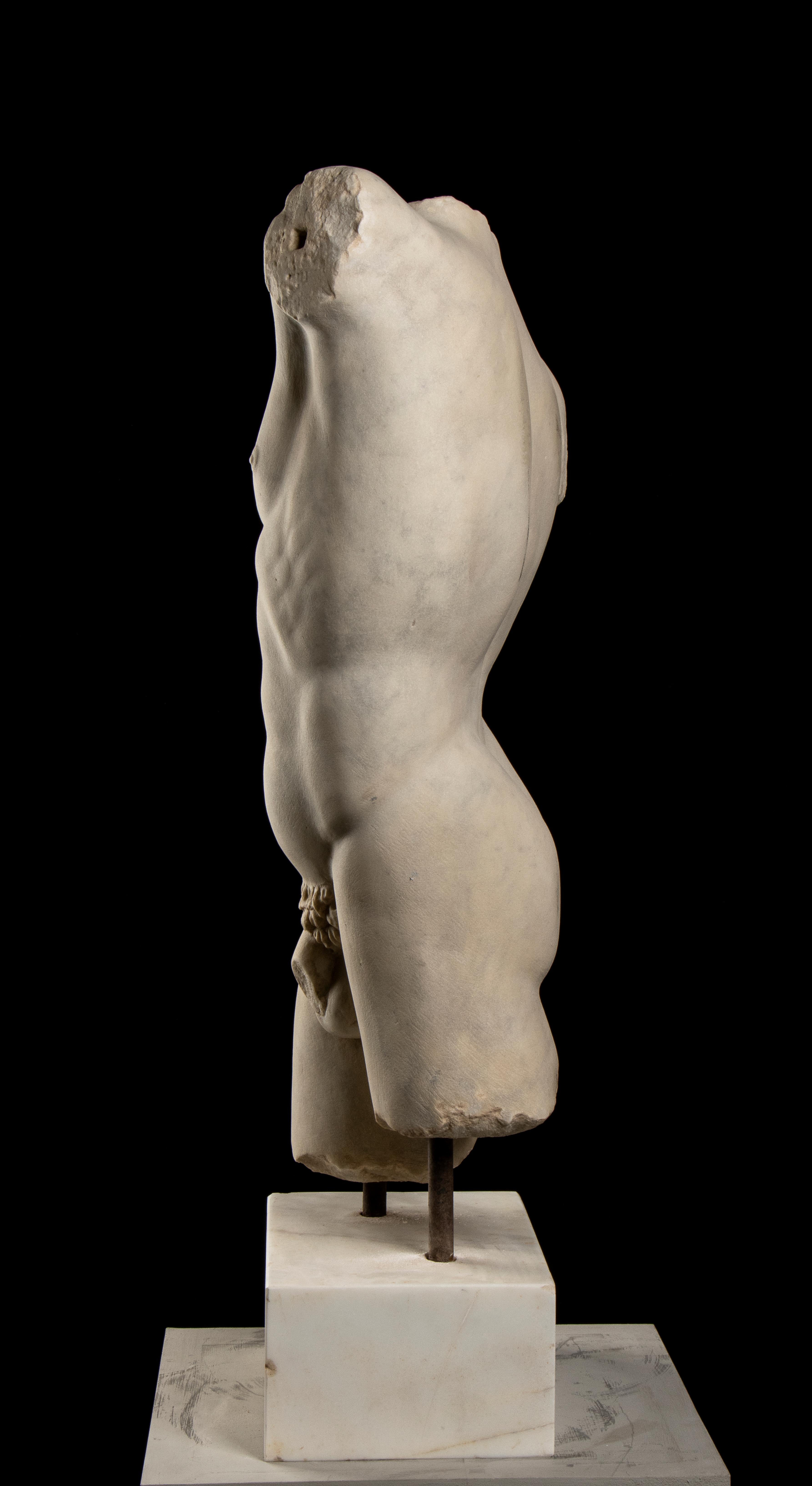 Italian 20th Century White Statuary Marble Torso Sculpture of an Athlete  7
