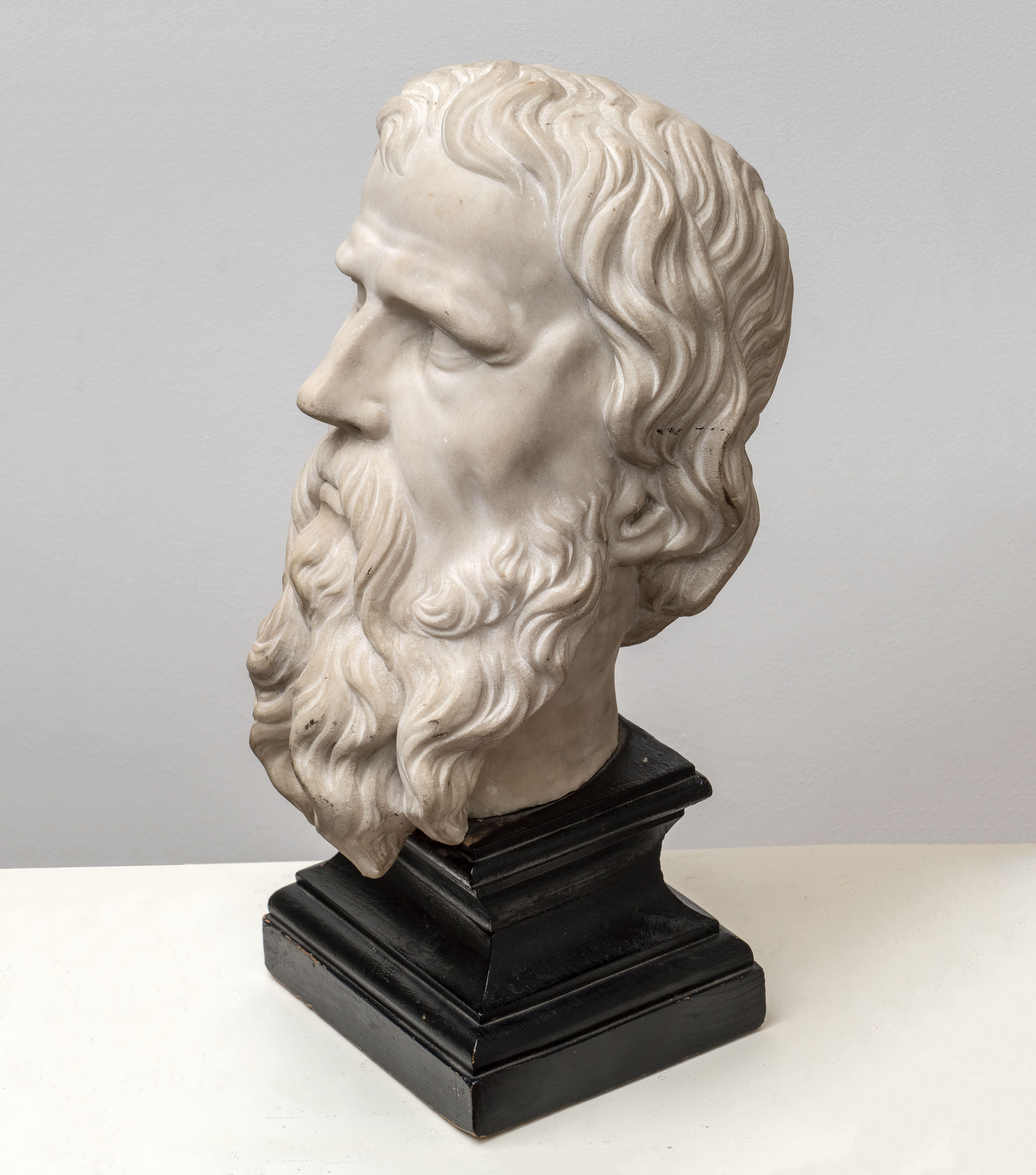 ITALIAN MARBLE HEAD OF A PHILOSOPHER
Italy, Late 17th/early 18th Century
Marble
height 36 cm (14 1/4 in)
height 51 cm (20 in) with base