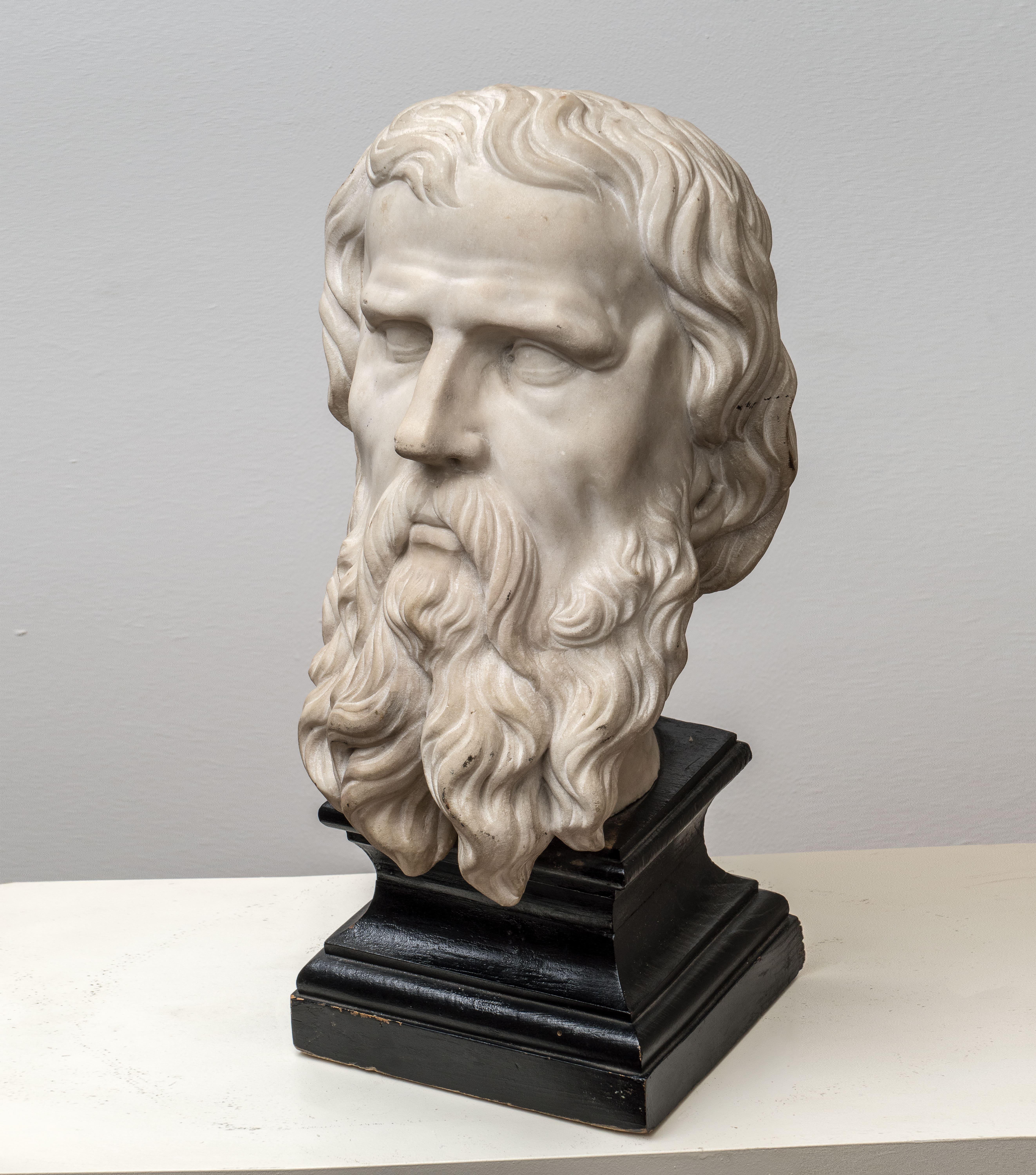 ITALIAN ANTIQUE MARBLE HEAD OF A PHILOSOPHER For Sale 2