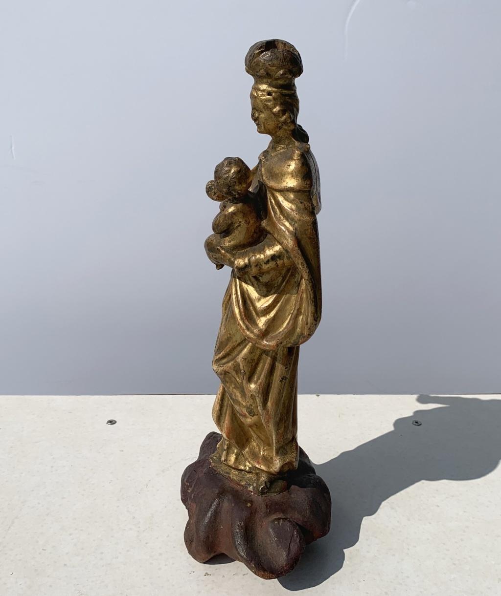 Italian Carved Gilded Wood Sculpture, Italy, 18th Century, Madonna Virgin 6