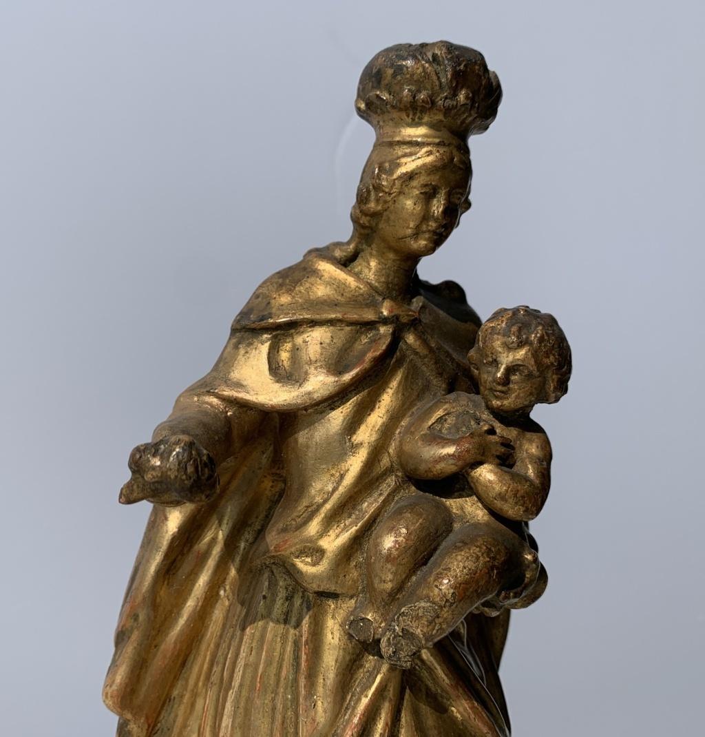 Italian Carved Gilded Wood Sculpture, Italy, 18th Century, Madonna Virgin 3