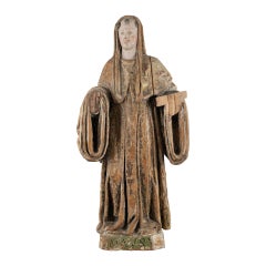 Italian Carved Painted Sculpture, Saint, Italy, 16th Century, Gilded