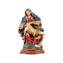 Italian Carved Painted Wood Sculpture, Piety Virgin, Italy, 18th Century