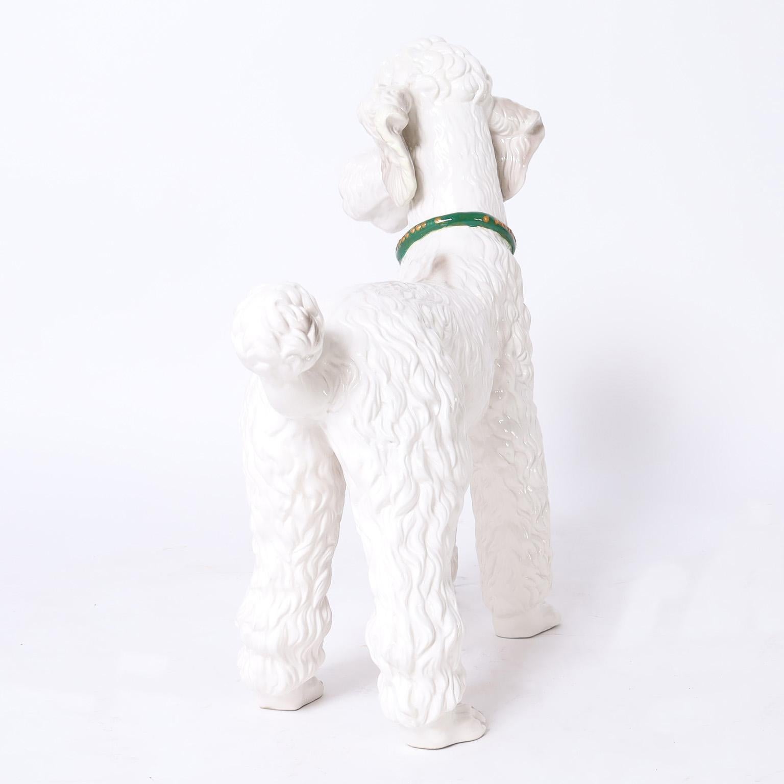 Italian Ceramic White Poodle Sculpture 1