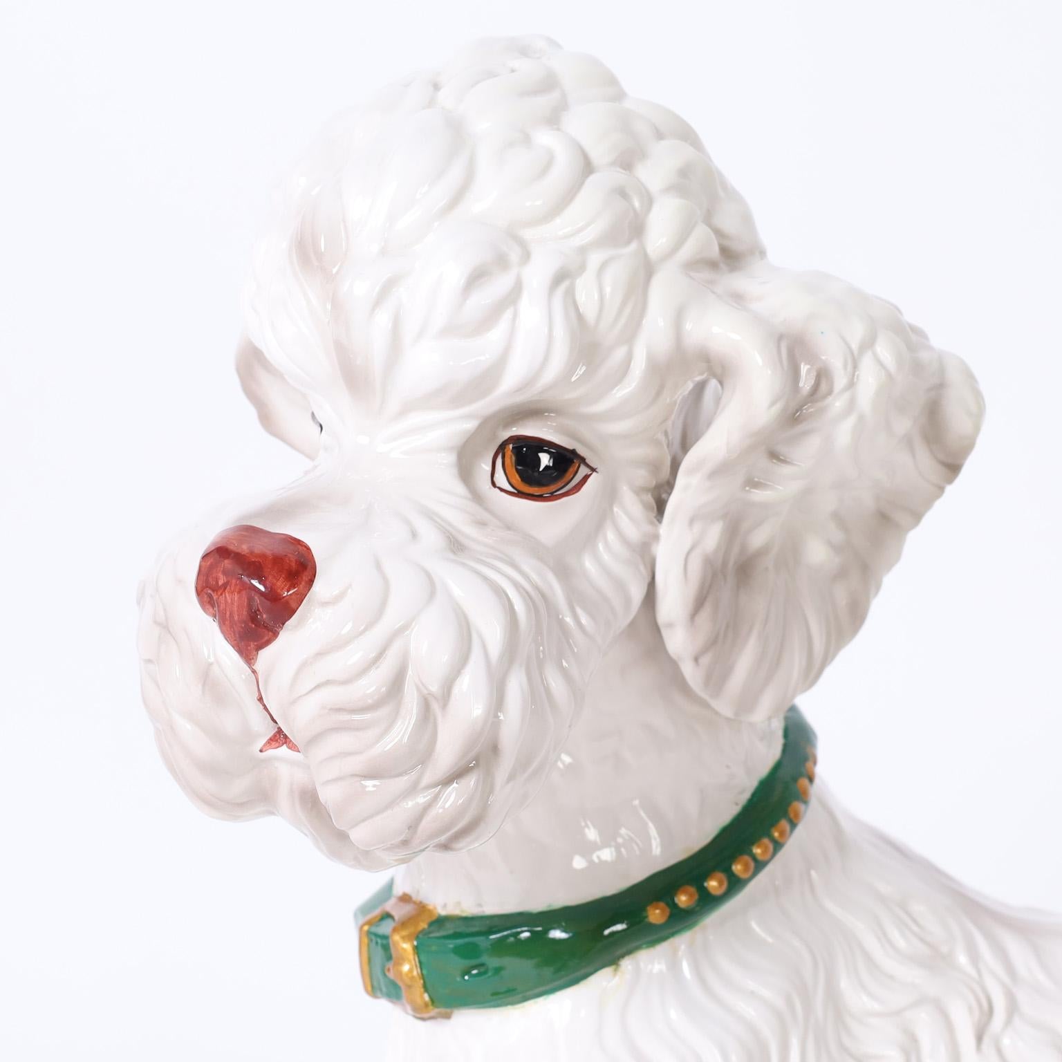 Italian Ceramic White Poodle Sculpture 4