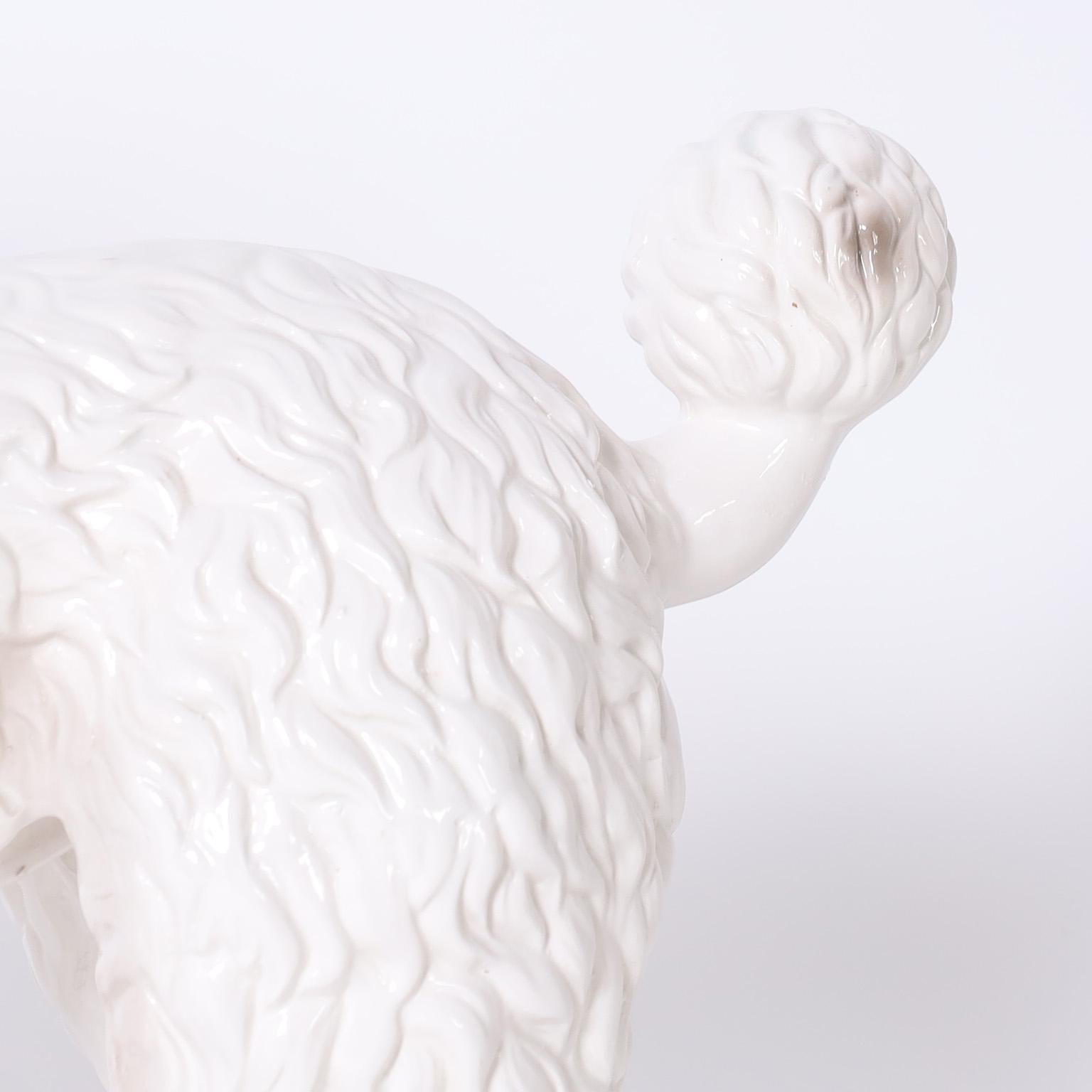 Italian Ceramic White Poodle Sculpture 5