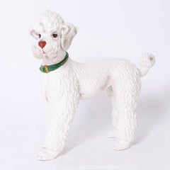 Italian Ceramic White Poodle Sculpture