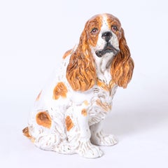 Retro Italian Glazed Terra Cotta Cocker Spaniel or Dog