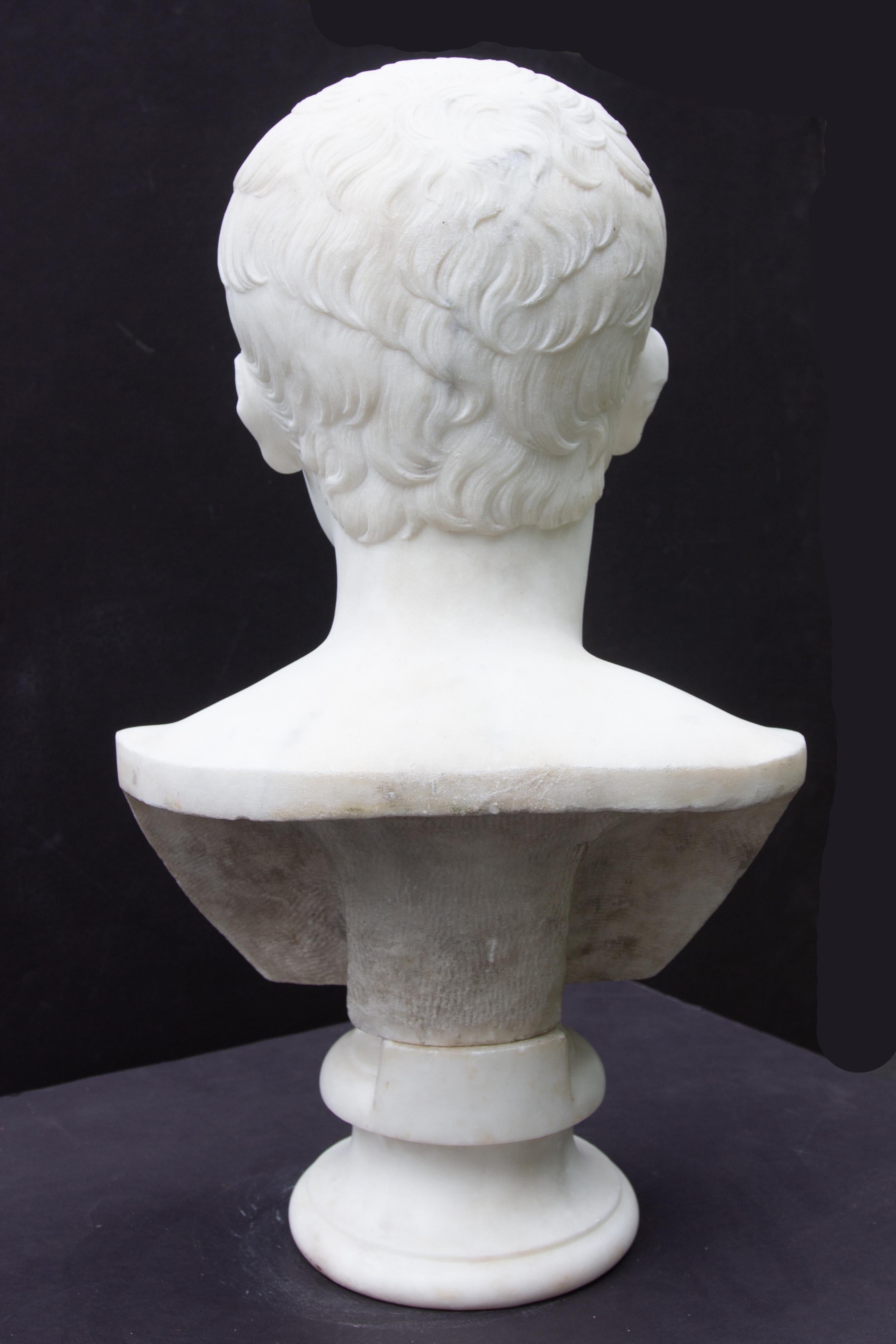 Busto in marmo di Augusto Cesare di Carrara del 19° secolo in vendita 1