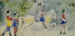 Italian Hand Painted Ceramic Tile Renaissance Prince on Horseback
