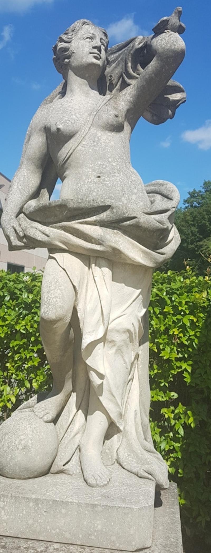 Unknown Figurative Sculpture - Italian Limestone Garden Sculptures of Aria a  Roman Goddness  