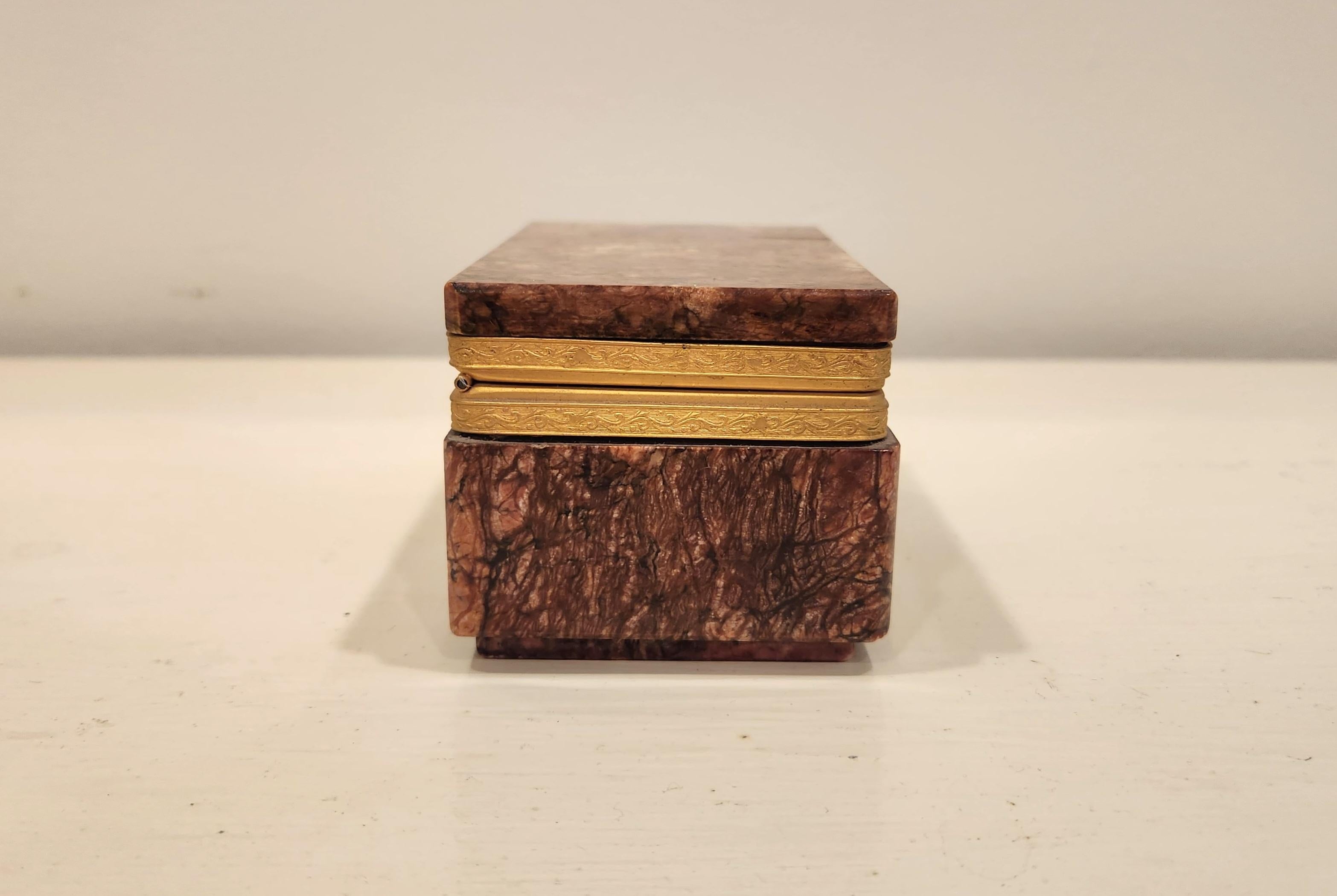 Italian Marble Box with Dore Bronze from the 1960's - Sculpture by Unknown