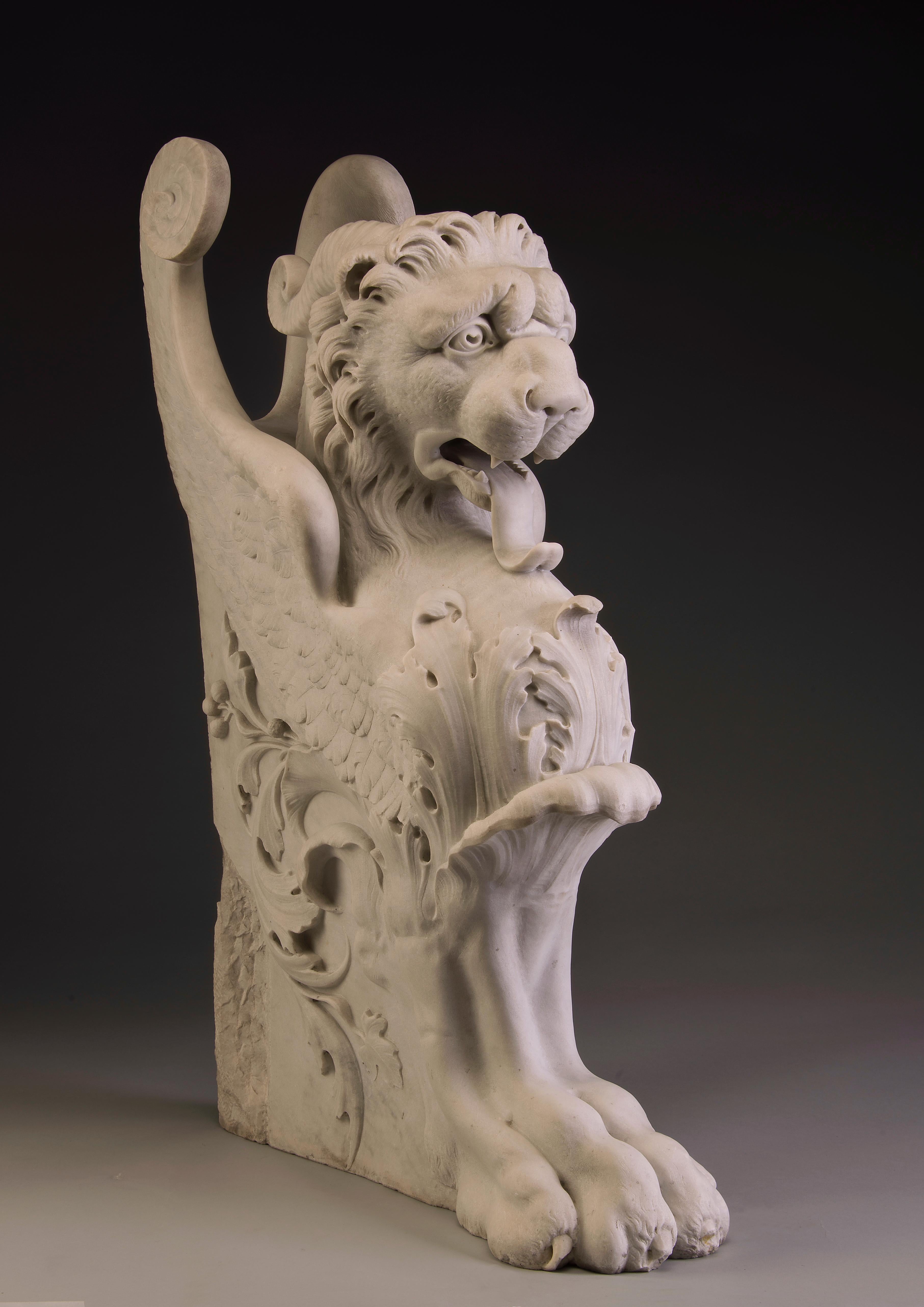 Unknown Abstract Sculpture - ITALIAN MARBLE FIGURE OF A GRIFFIN, 19th Century