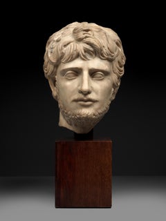ITALIAN MARBLE PORTRAIT OF A YOUNG MAN AFTER THE ANTIQUE ON INAGAKI BASE