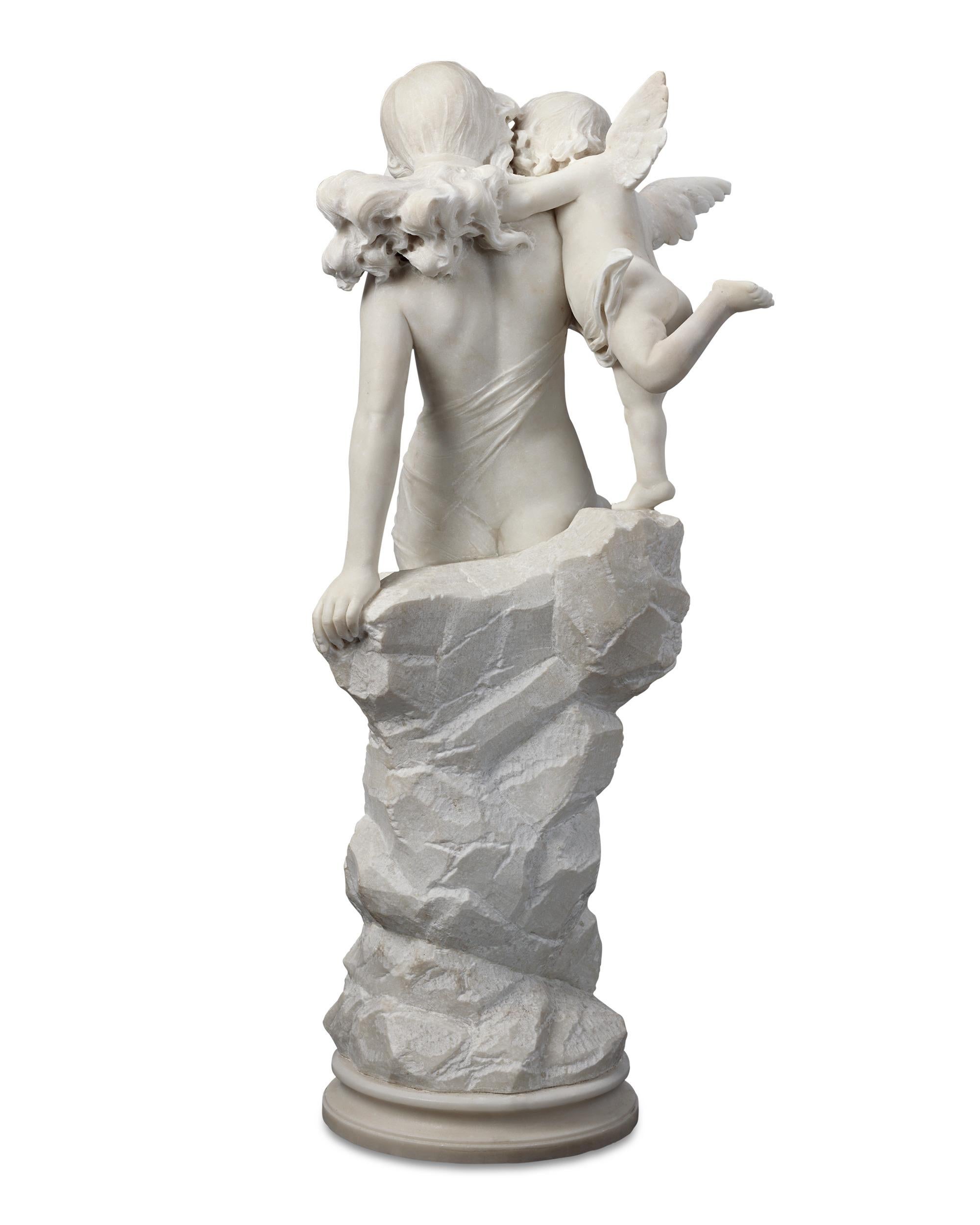 Italian Marble Sculpture Of Venus And Cupid For Sale 2