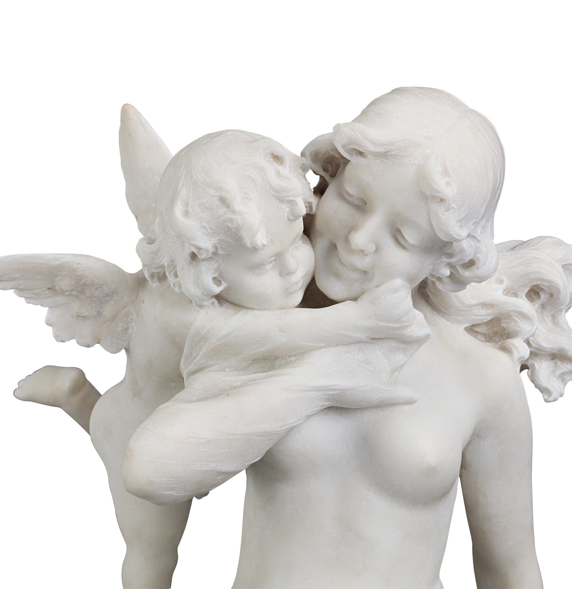 Italian Marble Sculpture Of Venus And Cupid For Sale 3