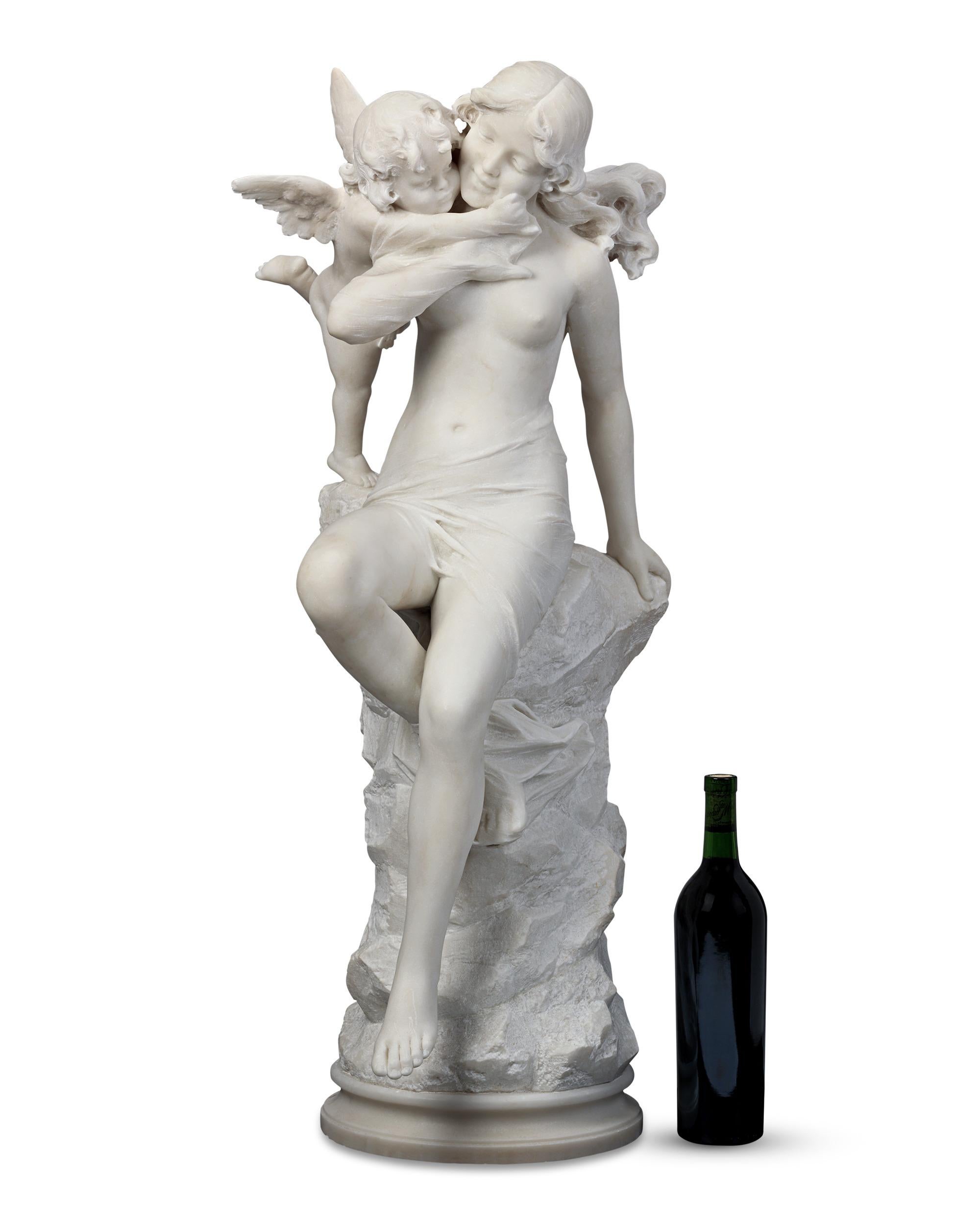 Italian Marble Sculpture Of Venus And Cupid For Sale 5