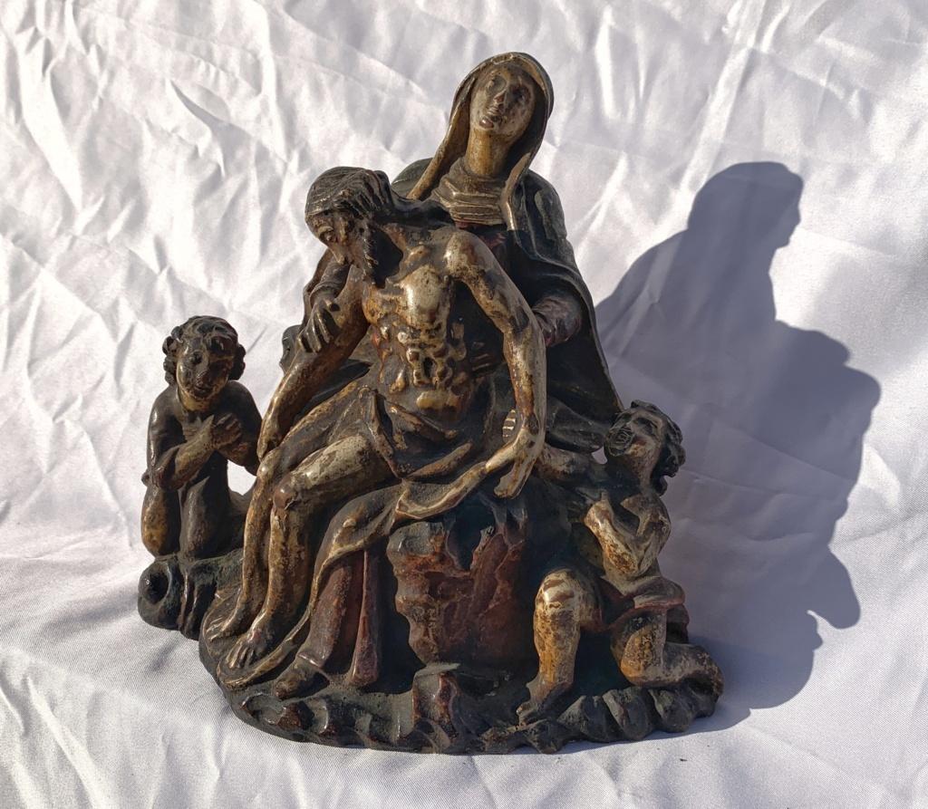 Master italien - Sculpture de figures du XVIIIe siècle - Trinité vierge - Peinture en bois sculpté en vente 1