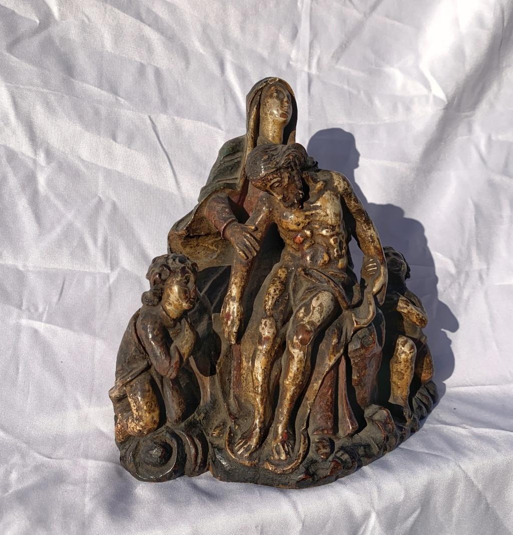 Master italien - Sculpture de figures du XVIIIe siècle - Trinité vierge - Peinture en bois sculpté en vente 2