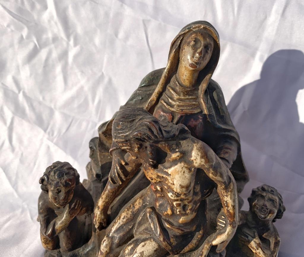 Master italien - Sculpture de figures du XVIIIe siècle - Trinité vierge - Peinture en bois sculpté en vente 3