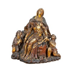 Italian master - 18th century figure sculpture - Virgin Pity - Painted wood
