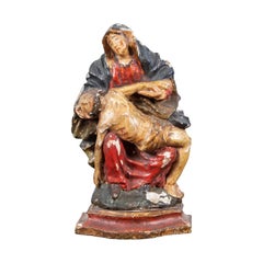 Italian master - 18th century figure sculpture - Virgin Pity - Painted wood