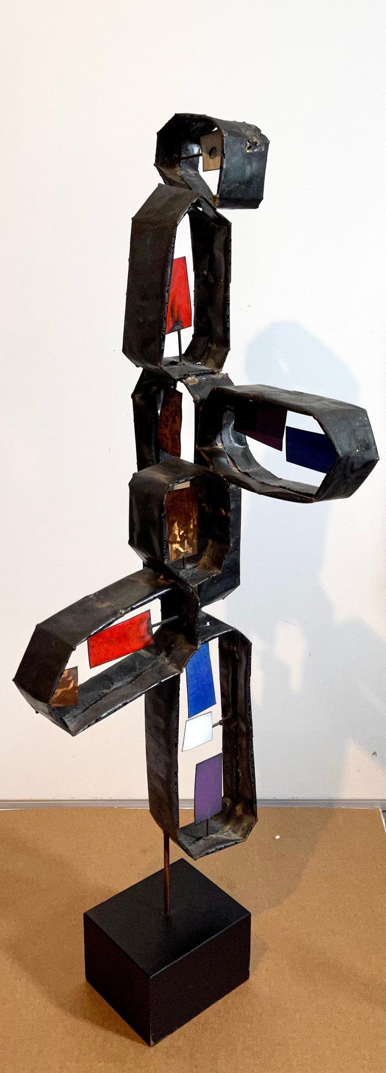 Bracelet Brutaliste Unique En Bronze Soudé – Sculpture Artiste Des Années 1970