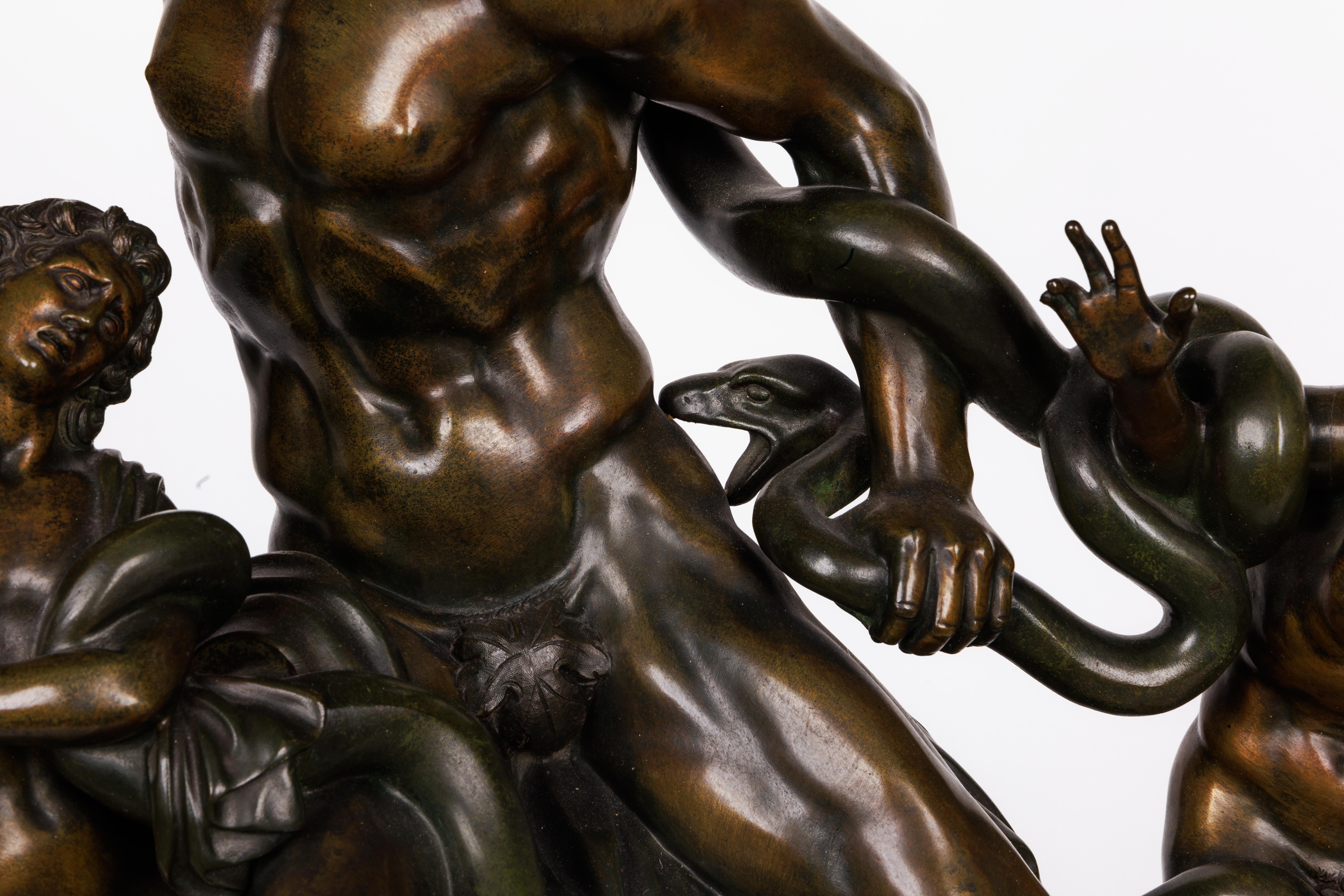 Italian Patinated Bronze Group Sculpture of Laocoon and His Sons, C. 1870 4