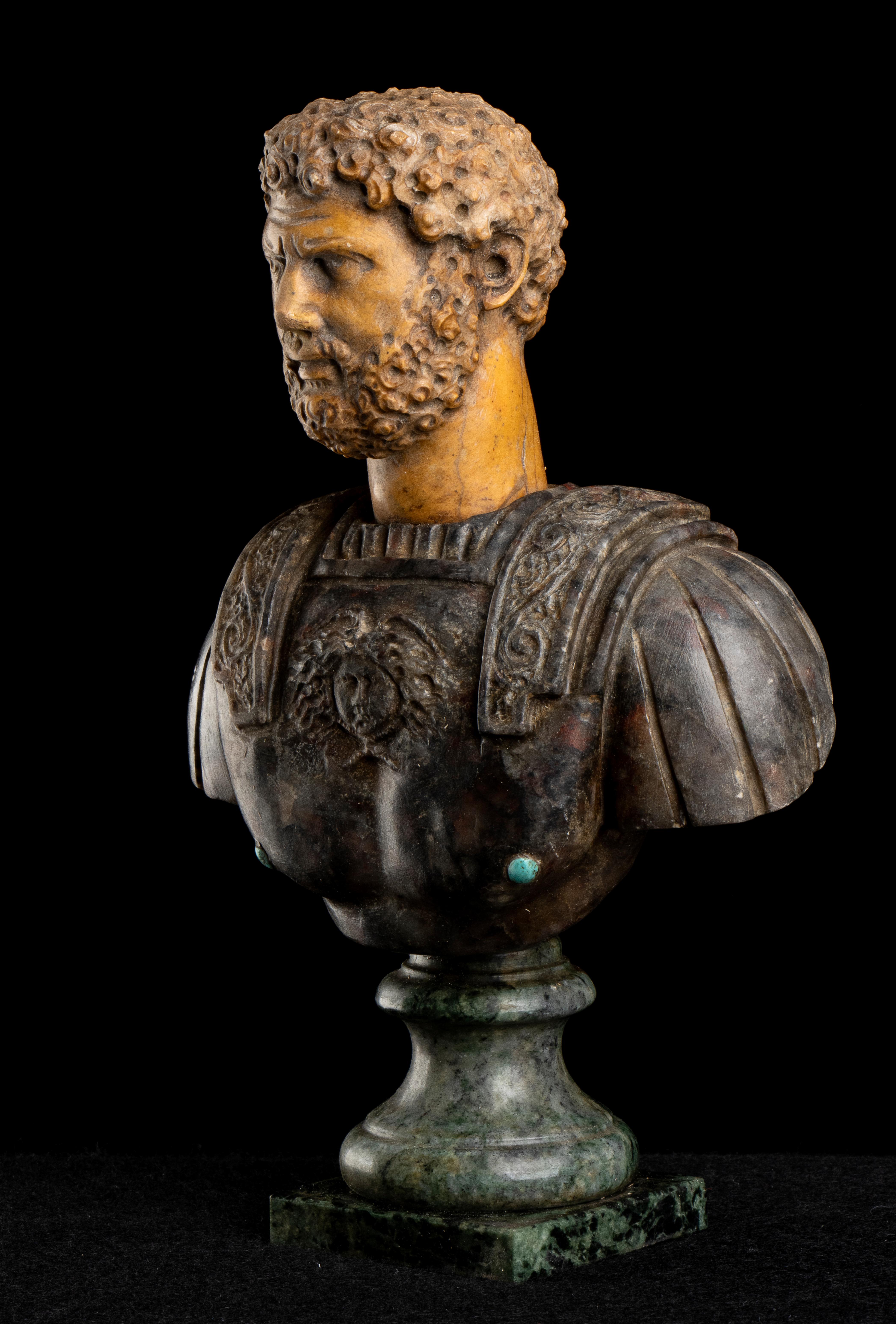Italian Polychrome Marble Sculpture Bust Of Roman Emperor Hadrian Grand Tour  8
