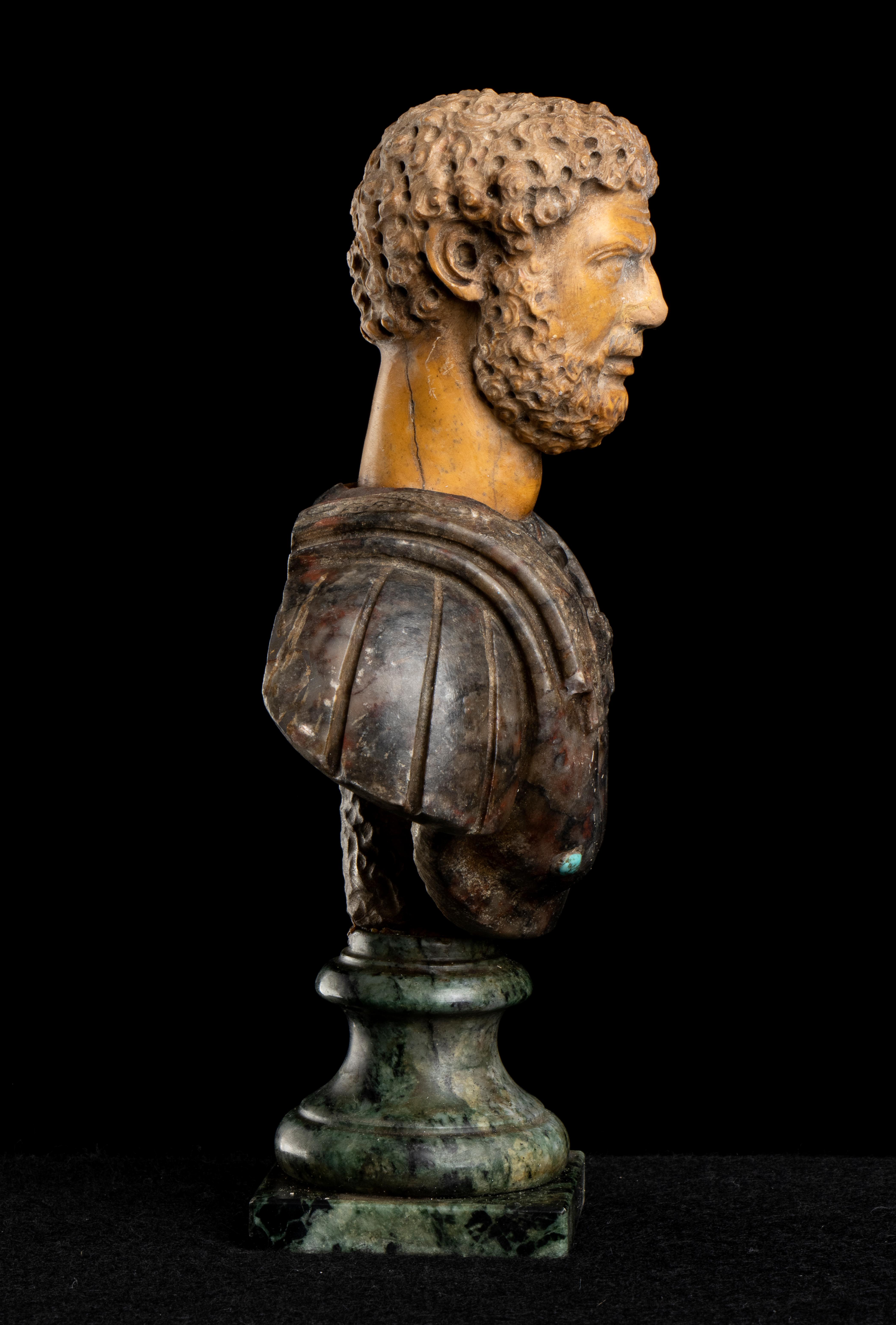 Italian Polychrome Marble Sculpture Bust Of Roman Emperor Hadrian Grand Tour  2
