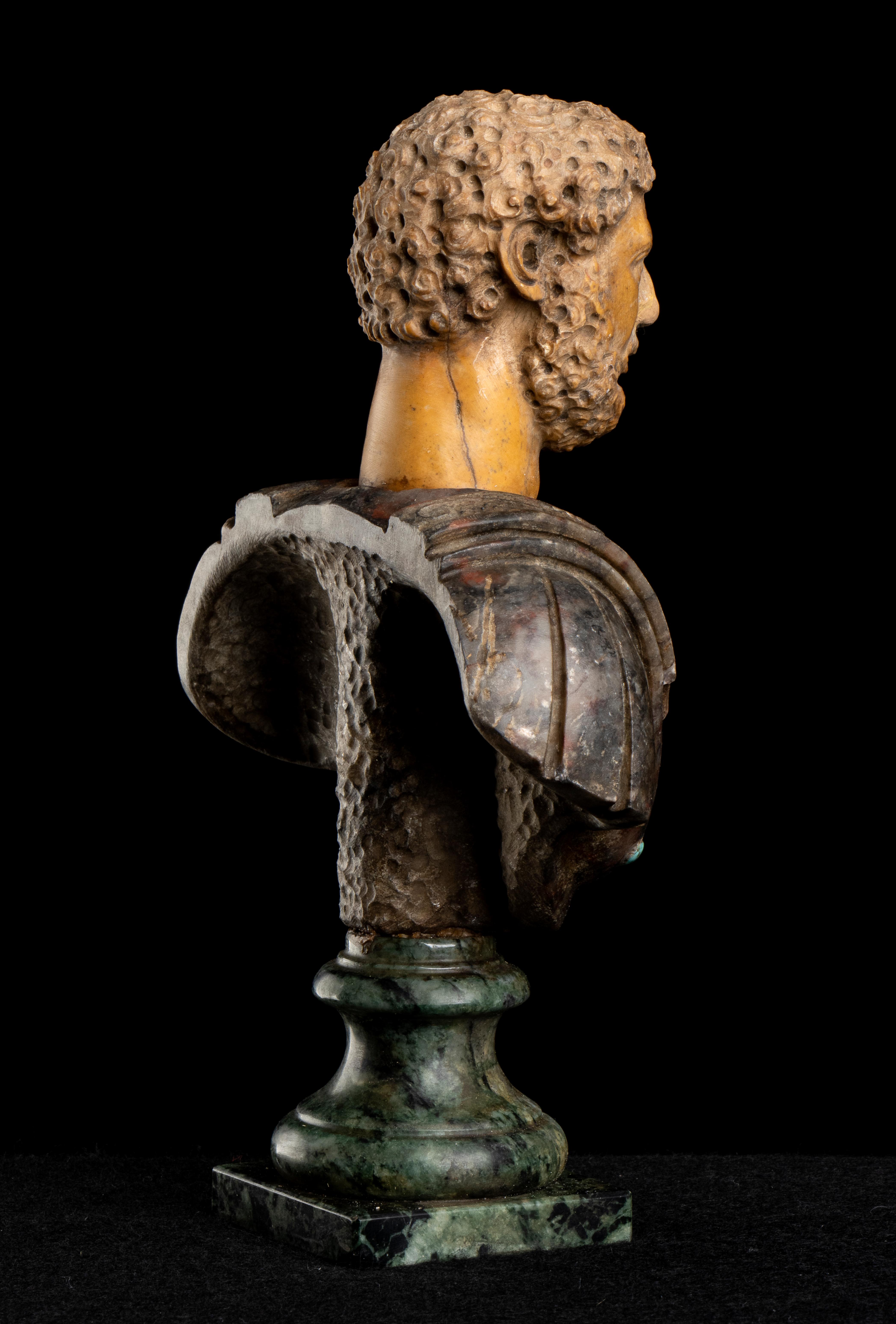 Italian Polychrome Marble Sculpture Bust Of Roman Emperor Hadrian Grand Tour  3