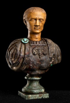 Italian Polychrome Marble Sculpture Bust Of Roman Jiulis Caesar Grand Tour 19th