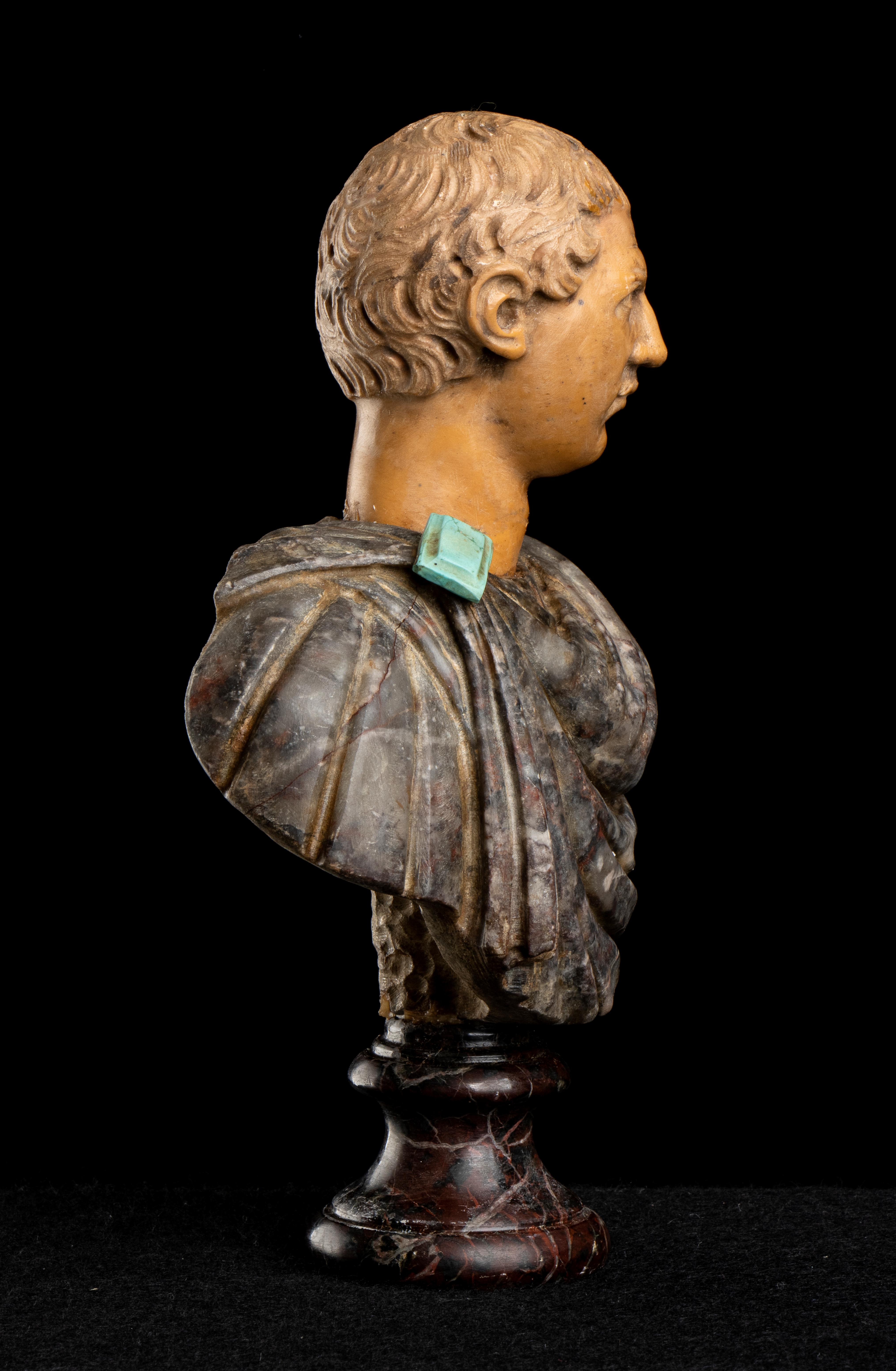 Italian Polychrome Marble Sculpture Bust Roman Emperor Tiberius Grand Tour 19th 1