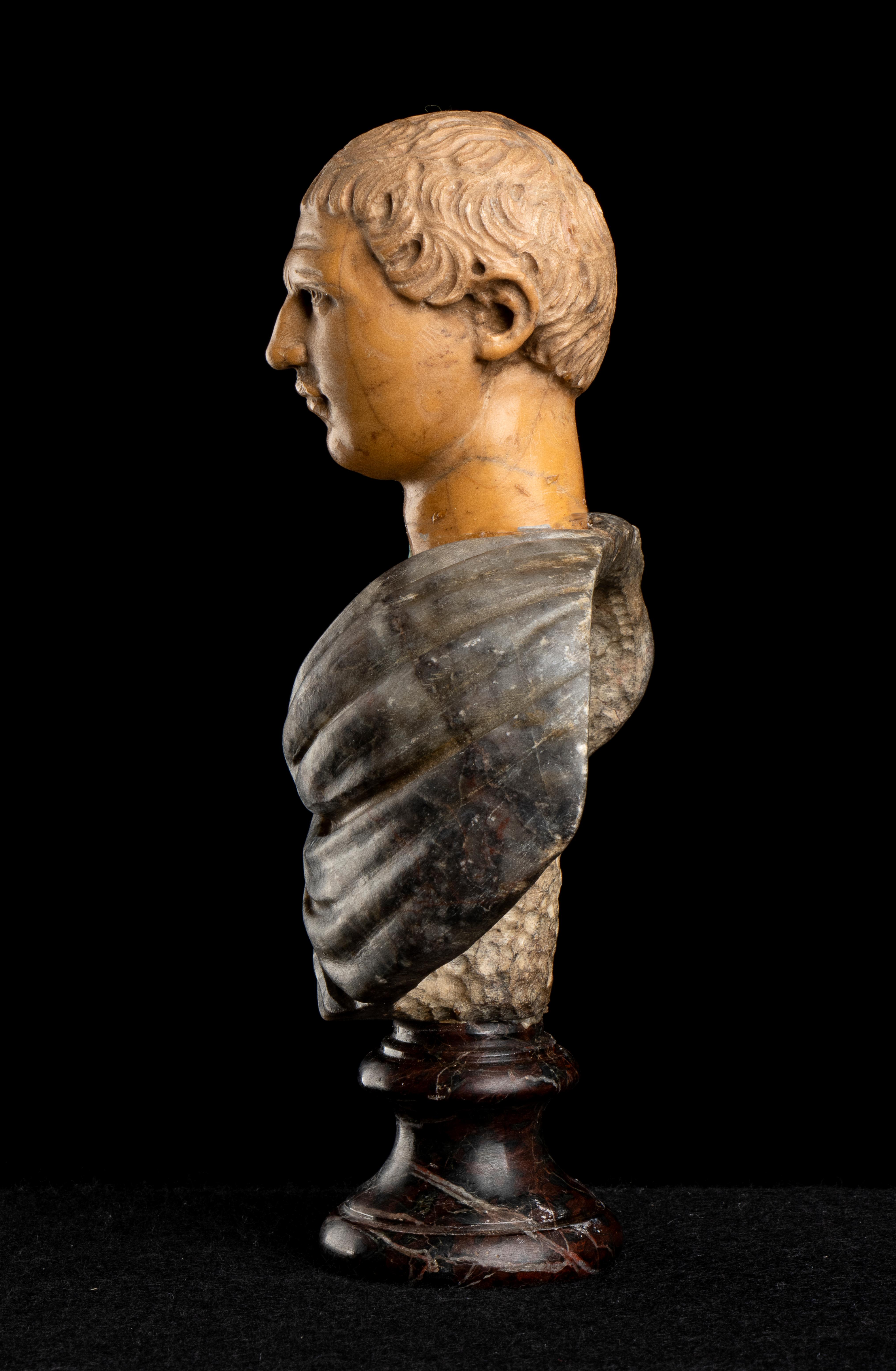 Italian Polychrome Marble Sculpture Bust Roman Emperor Tiberius Grand Tour 19th 5