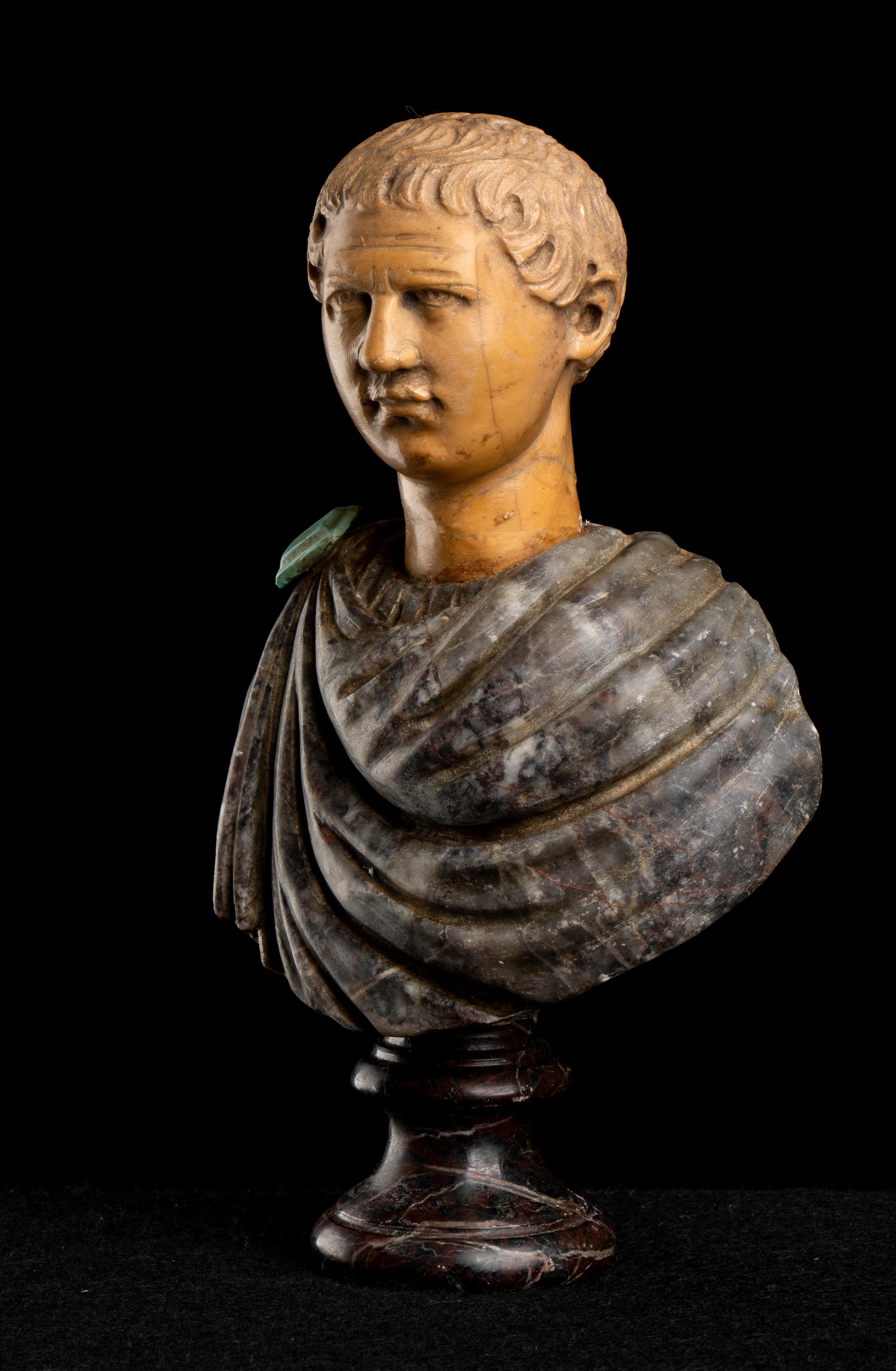 Italian Polychrome Marble Sculpture Bust Roman Emperor Tiberius Grand Tour 19th 6