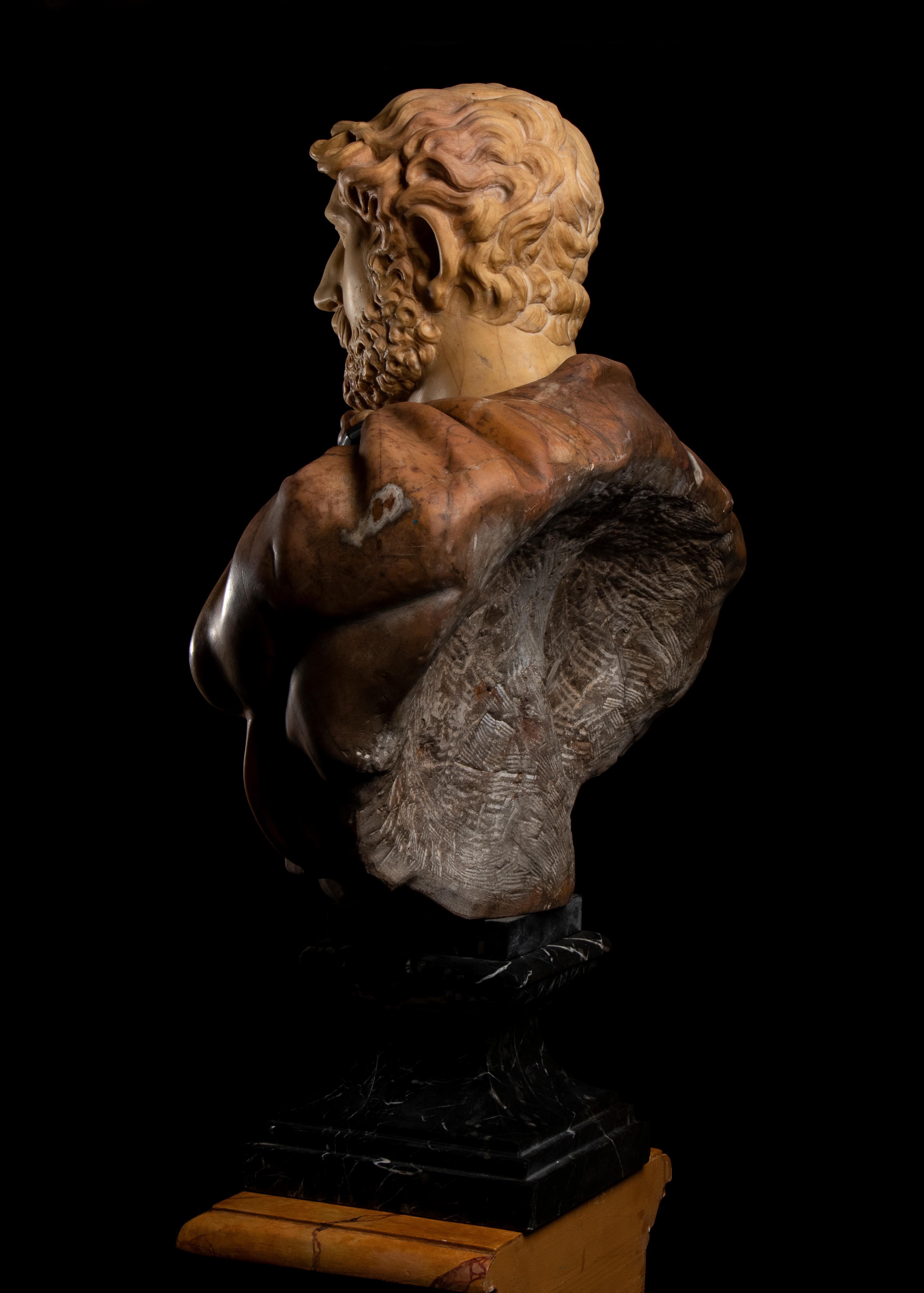Italian Polychrome Marble Sculpture Portrait Roman Emperor Hadrian Classical For Sale 11