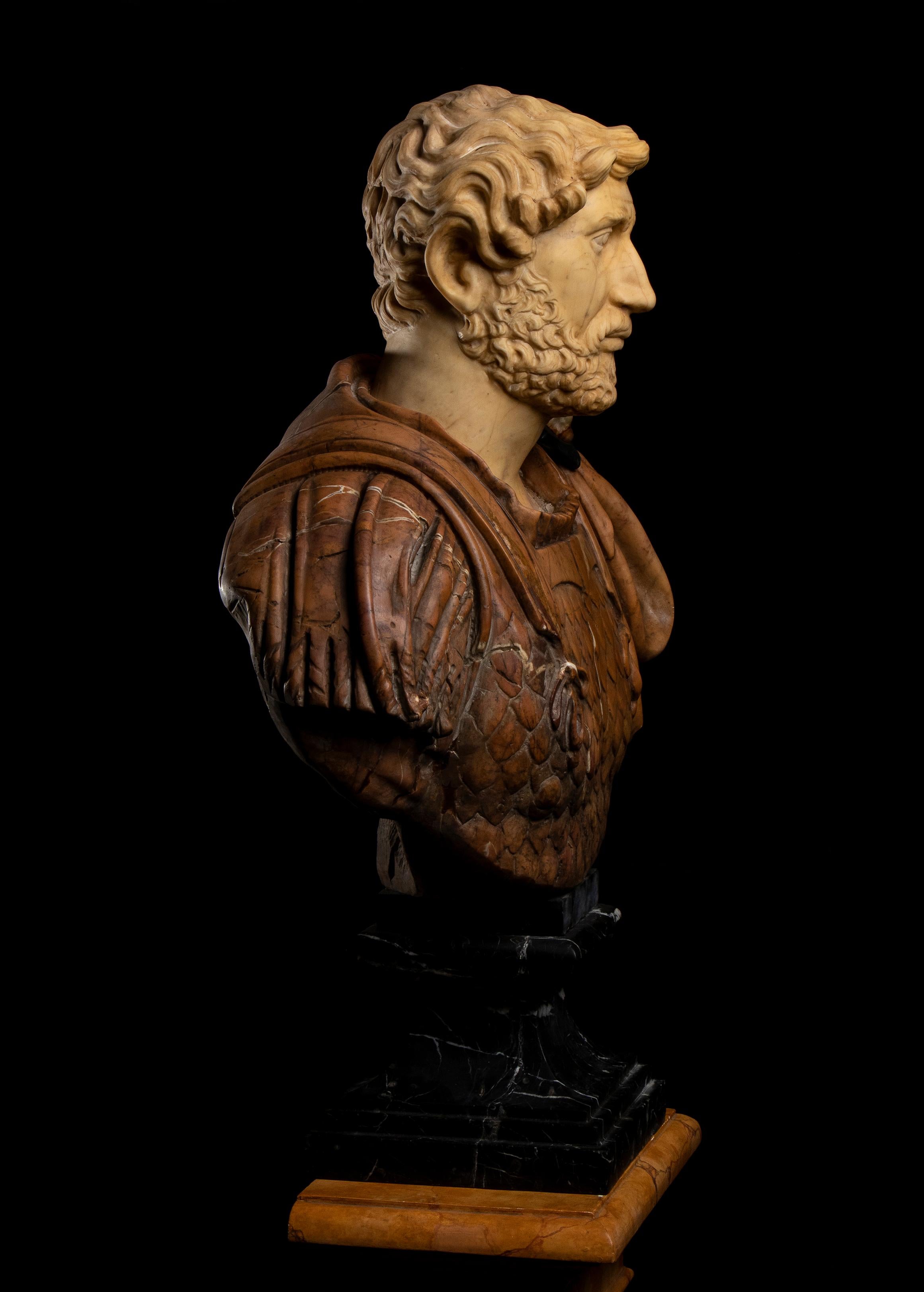 Italian Polychrome Pair Marble Sculptures Portraits Roman Emperors Classical For Sale 10