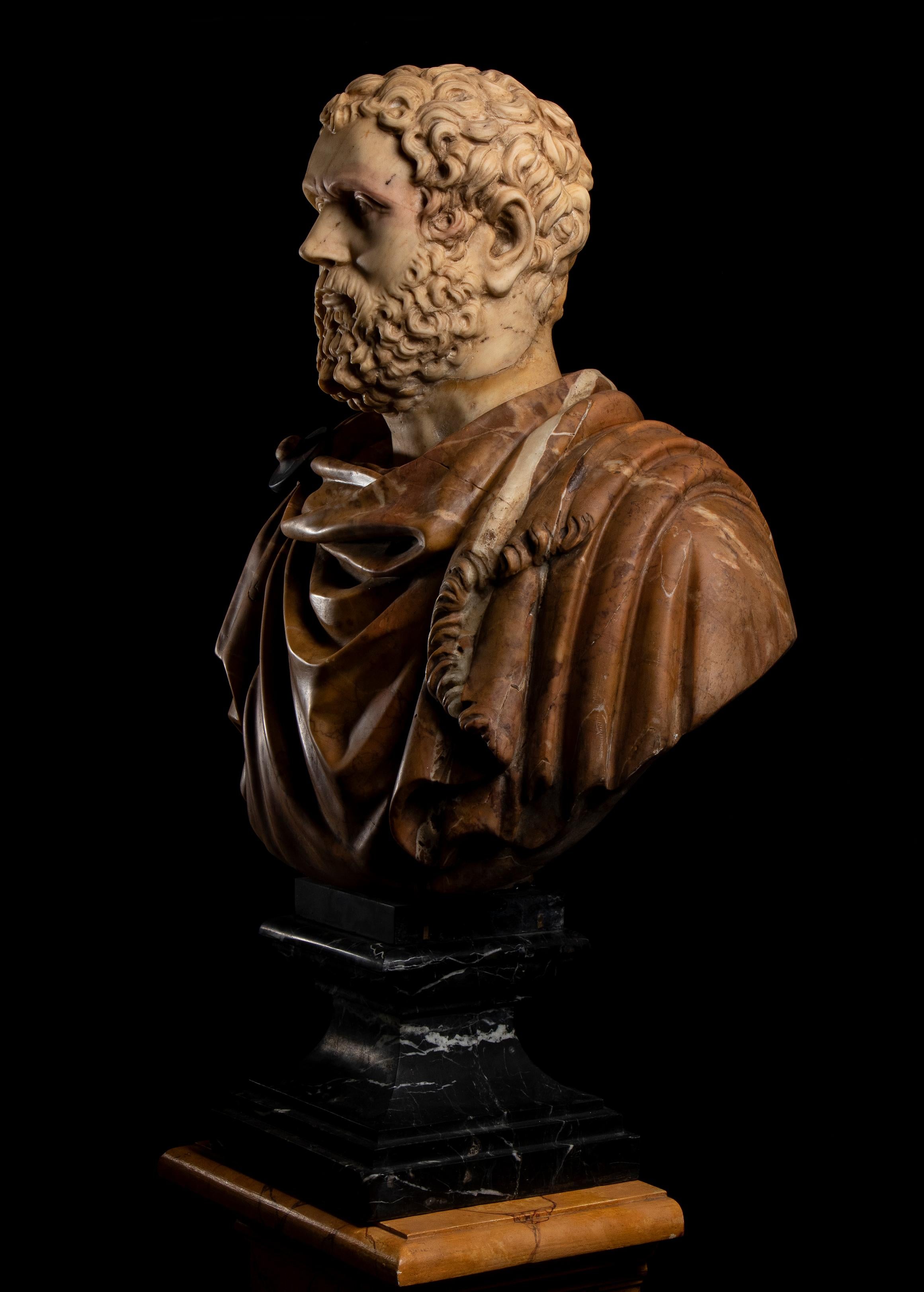 Italian Polychrome Pair Marble Sculptures Portraits Roman Emperors Classical For Sale 4