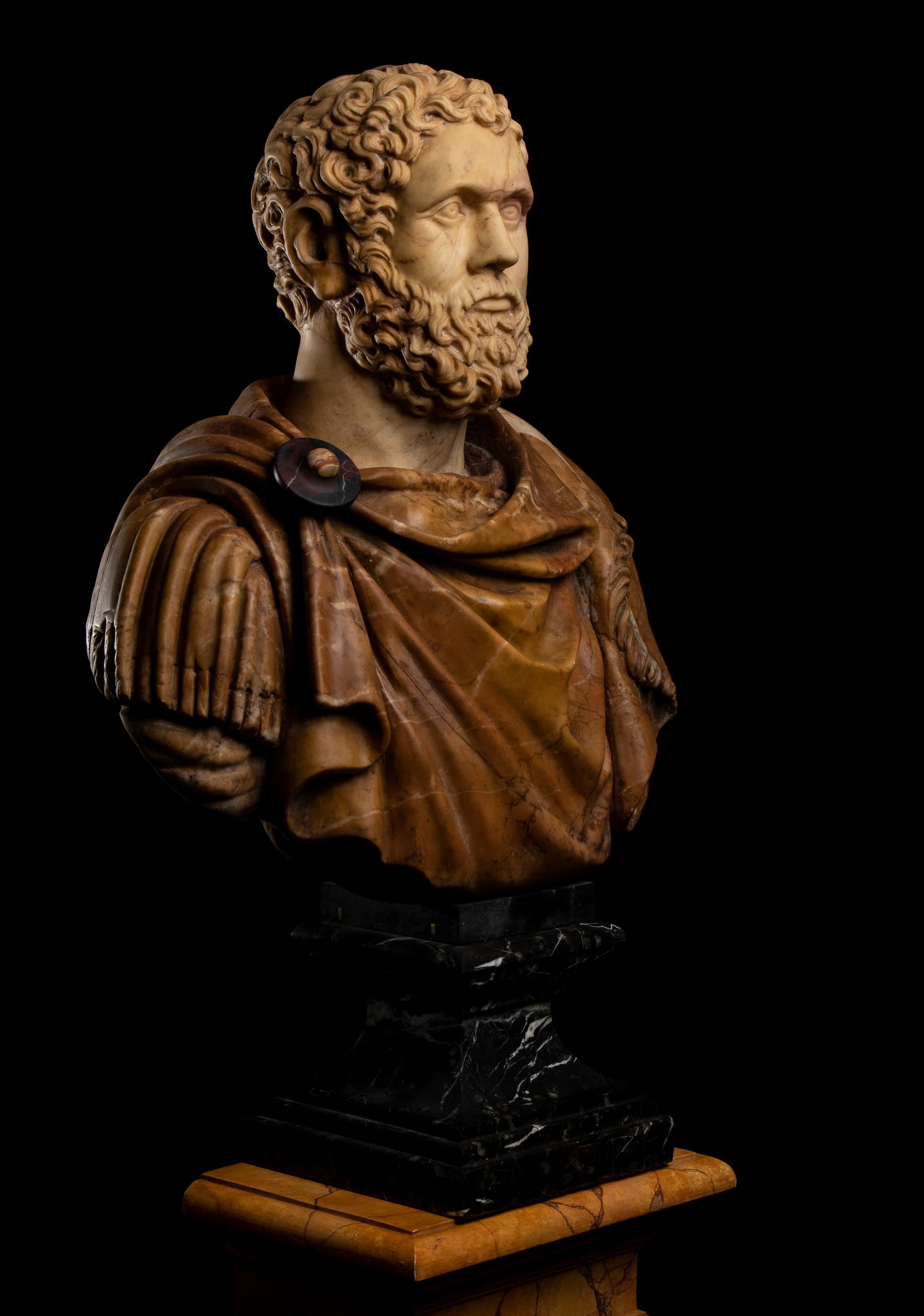 Italian Polychrome Pair Marble Sculptures Portraits Roman Emperors Classical For Sale 6