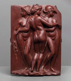 ITALIAN RELIEF PLAQUE WITH THE THREE GRACES IN ROSSO ANTICO