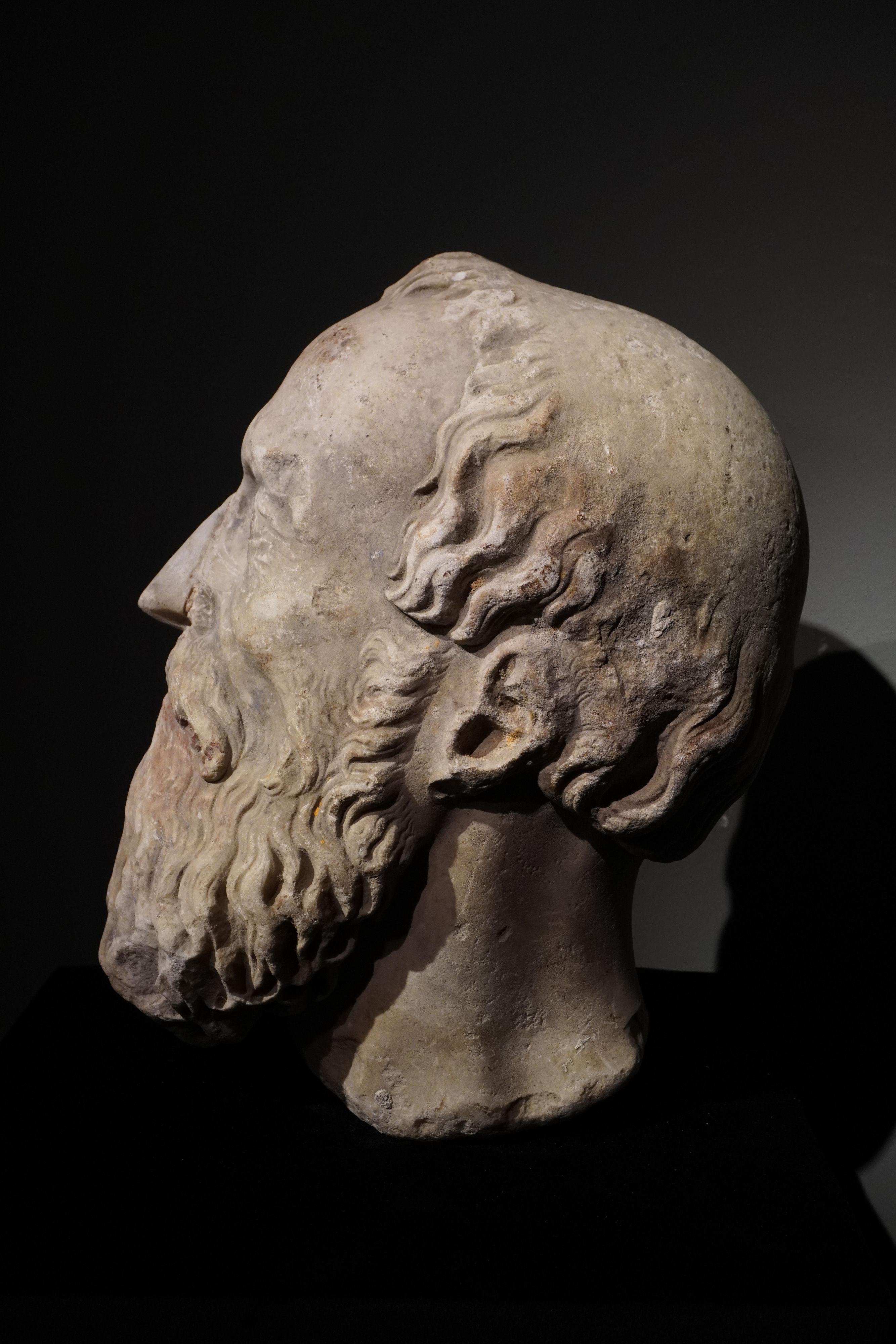 PORTRAIT ITALIEN DE LA RENAISSANCE TÊTE D'HOMME BARBU - Noir Figurative Sculpture par Unknown