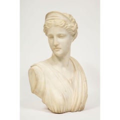 'Italian School, 19th Century' A White Marble Bust of Goddess Diana Artemis