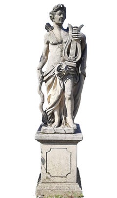  Italienische Gartenskulptur aus italienischem Stein mit römischem mythologischem Thema Apollo