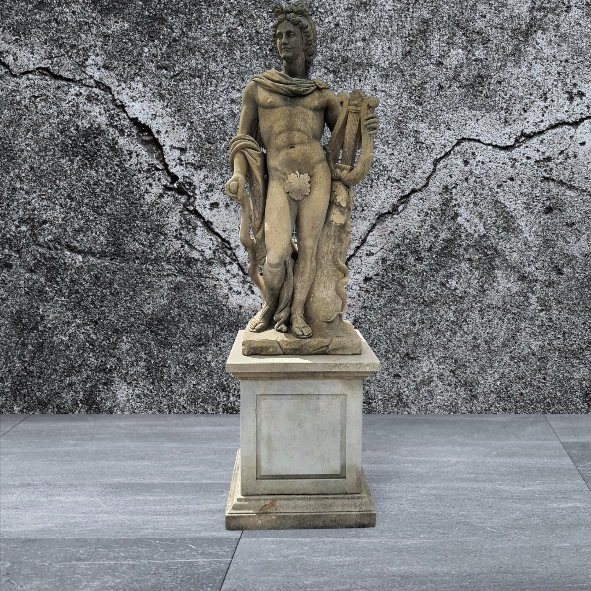  Italian Stone Garden Sculptures of Roman Mythological subject of Apollo For Sale 2